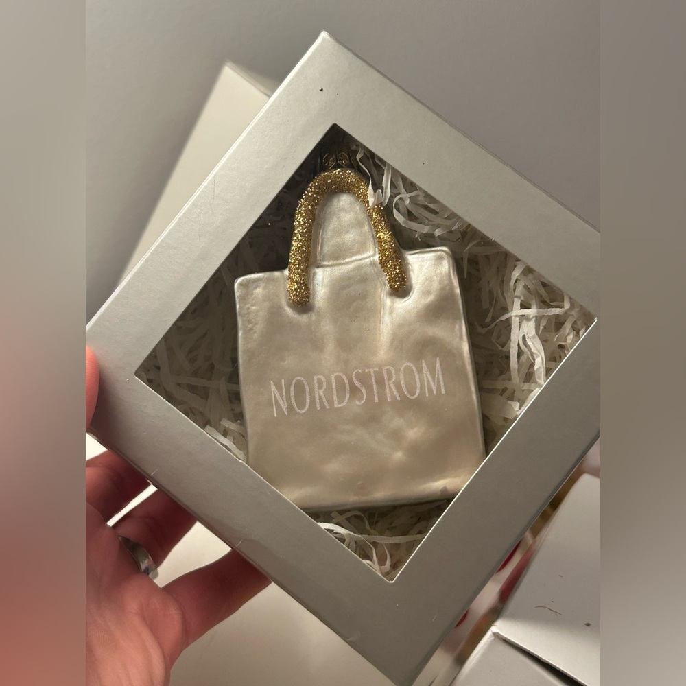 Nordstrom Hand Blown Glass Shopping Bag Ornament
